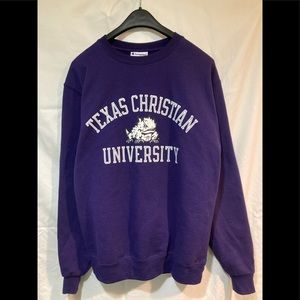 Champion TCU University Crew Neck Sweater Purple Size Medium